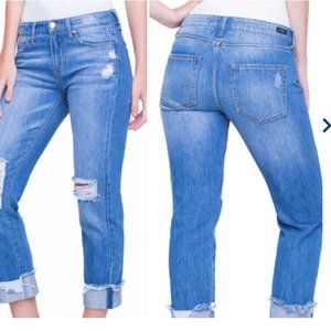 Liverpool Jeans Co Jeans - Kennedy Distressed Raw Hem Crop Boyfriend SZ 8/29